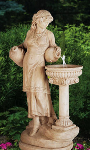 Angela Statue With Bowl Birdbath Woman at the Well Garden Stone